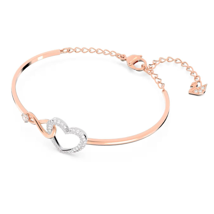 Hyperbola bangle Infinity and heart, White, Mixed metal finish